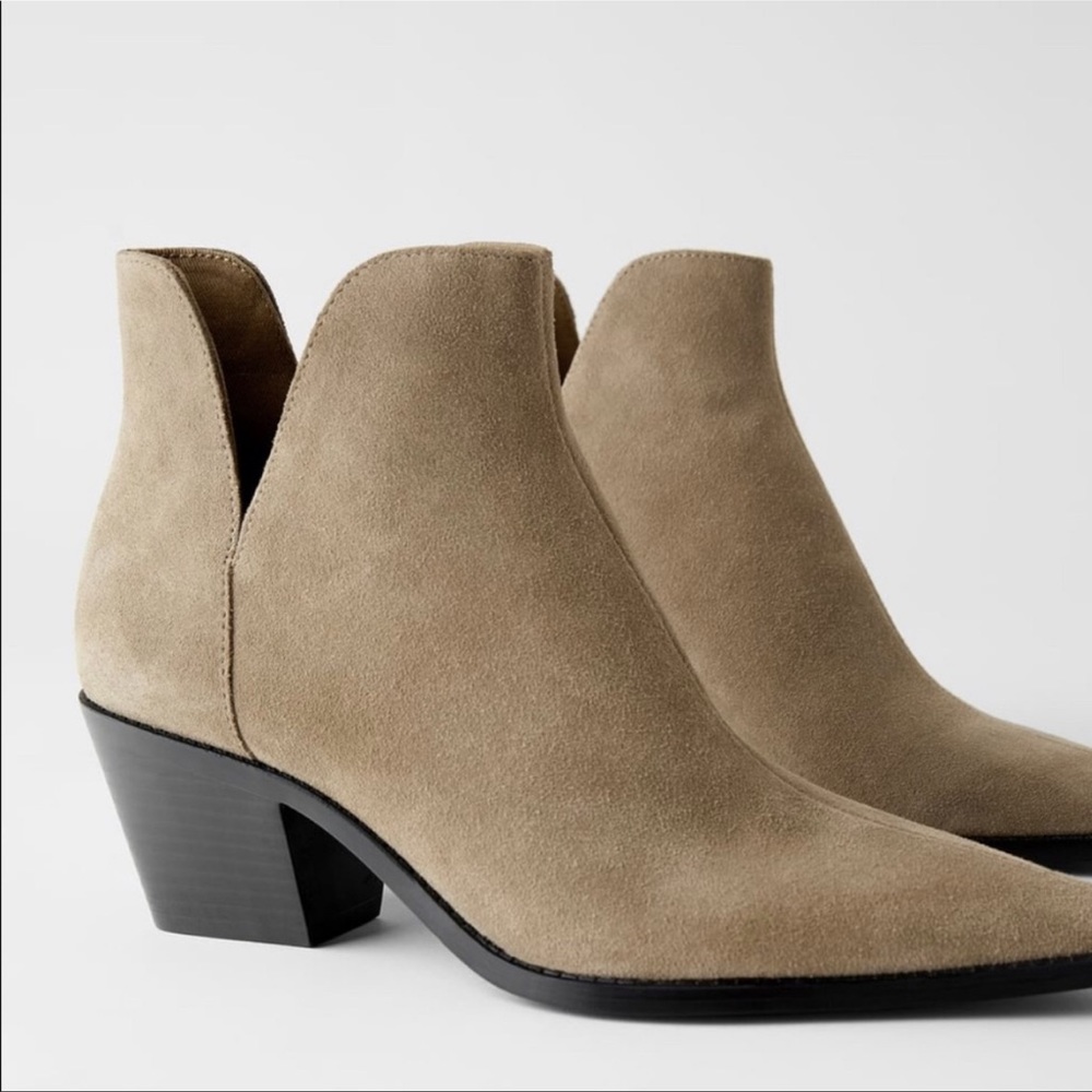 ZARA SUEDE COWBOY ANKLE BOOTS SIZE 40 NWT